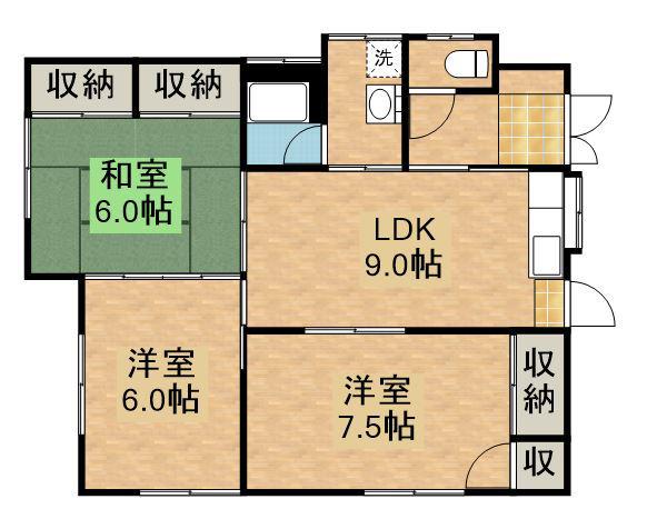 鹿児島県鹿屋市 1階建 築32年(3LDK)の間取り写真