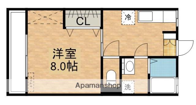 ユニオンレストⅠ(1K/2階)の間取り写真