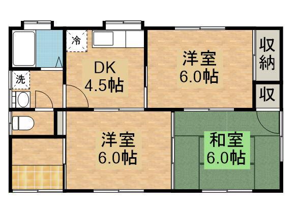 鹿児島県鹿屋市 1階建 築33年(3DK)の間取り写真