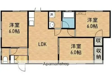 鹿児島県鹿屋市 1階建 築27年(3LDK)の間取り写真