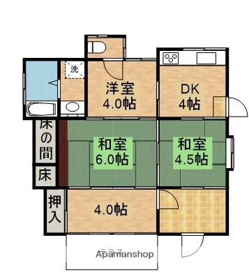 鹿児島県鹿屋市 1階建 築56年(2K)の間取り写真