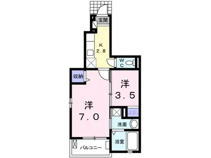 コンフォートヴィラ緑山Ⅲ(1K/1階)の間取り写真