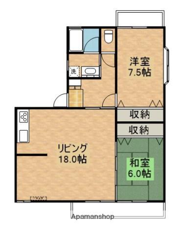 アーバンハイツ札元(2LDK/1階)の間取り写真