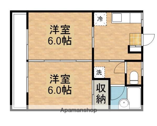 カリンハイツⅡ(2DK/1階)の間取り写真
