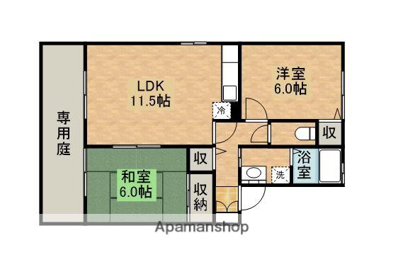 アークガーデンE棟(2LDK/1階)の間取り写真
