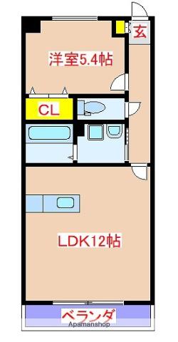 KENJOU.BLDⅡ(1LDK/2階)の間取り写真