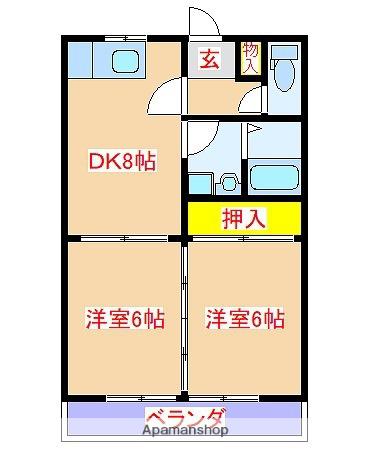 国分中央ビル(2DK/4階)の間取り写真