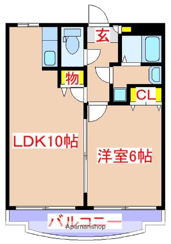 エミネンス住吉Ⅱ(1LDK/3階)の間取り写真