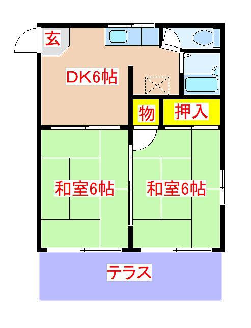 第3UTOハイツ(2DK/1階)の間取り写真