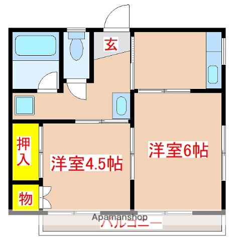 クリエラⅡ(2K/2階)の間取り写真