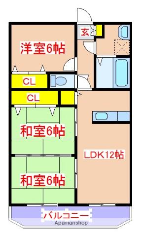 コンフォート隼人駅東(3LDK/3階)の間取り写真