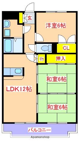 コンフォート隼人駅東(3LDK/3階)の間取り写真