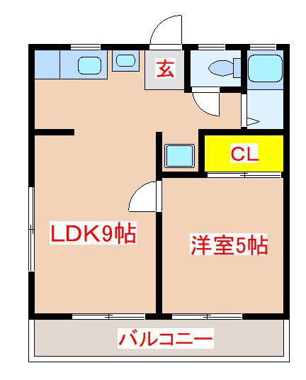 クレッセルⅢ(1LDK/1階)の間取り写真
