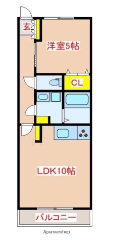 クリアフォレスト参番館(1LDK/2階)の間取り写真