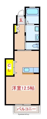 サニーブライト霧島(ワンルーム/1階)の間取り写真