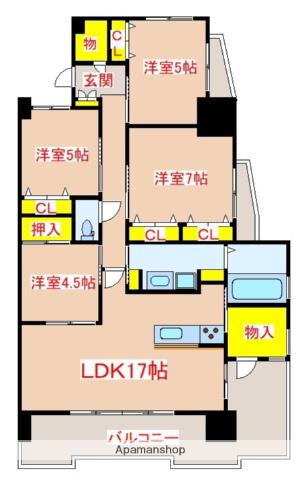 ブリスクレスト国分中央(4LDK/14階)の間取り写真