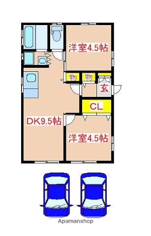 日豊本線 隼人駅 徒歩37分 1階建 築52年(2DK)の間取り写真