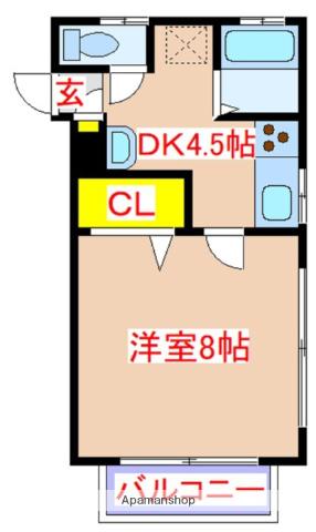 パールハイツ(1DK/1階)の間取り写真
