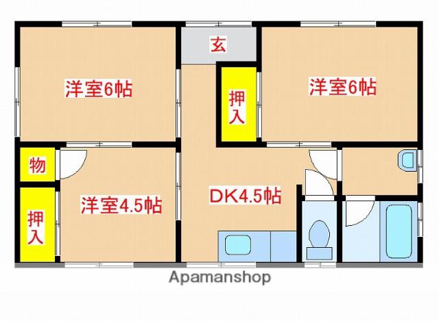日豊本線 国分駅(鹿児島) 徒歩65分 1階建 築35年(3K)の間取り写真