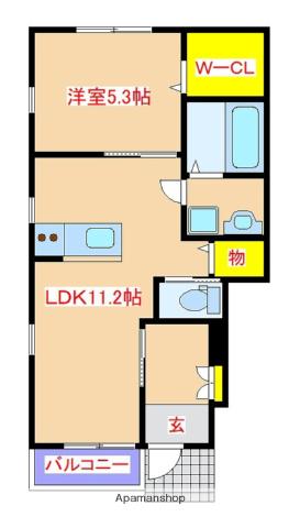 セラディール真孝(1LDK/1階)の間取り写真