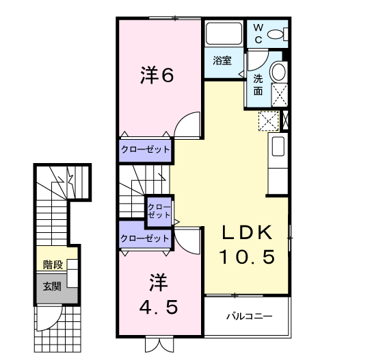 シェーネライツⅡ(2LDK/2階)の間取り写真