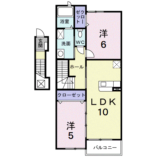 アトラクティブハウス(2LDK/2階)の間取り写真