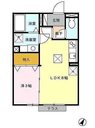 モナリエビューティー(1LDK/1階)の間取り写真