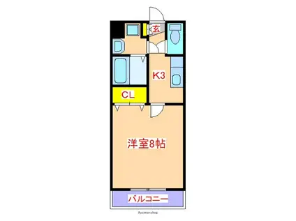 ラフィーネみろく(1K/2階)の間取り写真