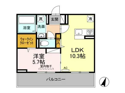 フォレスト姶良(1LDK/2階)の間取り写真