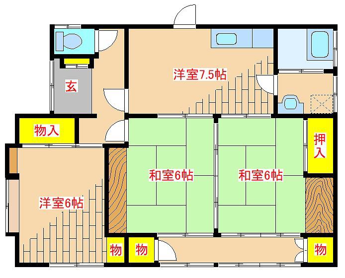 日豊本線 加治木駅 徒歩9分 1階建 築44年(3DK)の間取り写真