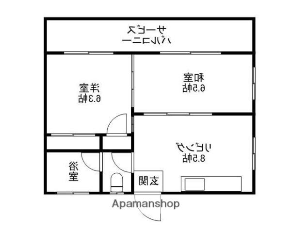 島袋敏夫アパート(2DK/2階)の間取り写真