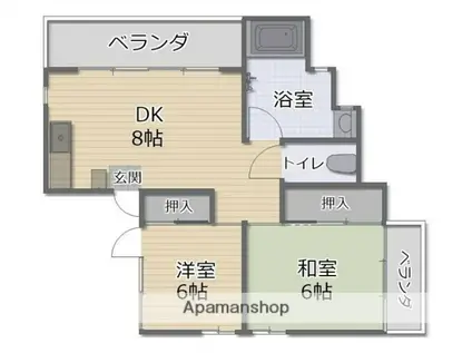 楚辺レジデンス(2DK/4階)の間取り写真