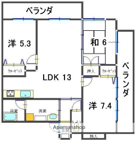 サンコートAYA(3LDK/3階)の間取り写真