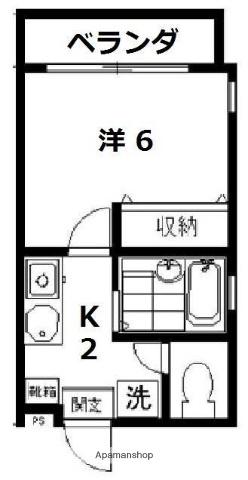 クオーレ玉井(1K/2階)の間取り写真