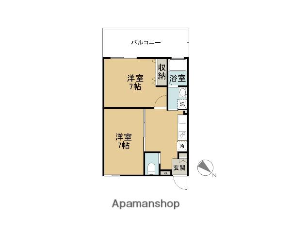 N様集合(2DK/2階)の間取り写真