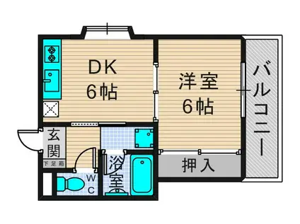 栄ハイツ八戸ノ里(1DK/5階)の間取り写真
