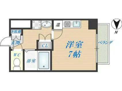 ジオグランデ高井田(ワンルーム/4階)の間取り写真