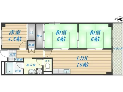 エクシードハイツKANNO(3LDK/4階)の間取り写真