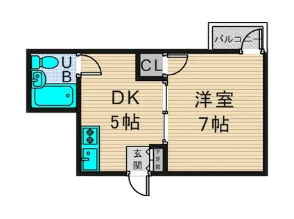 カーザ寿(1DK/5階)の間取り写真