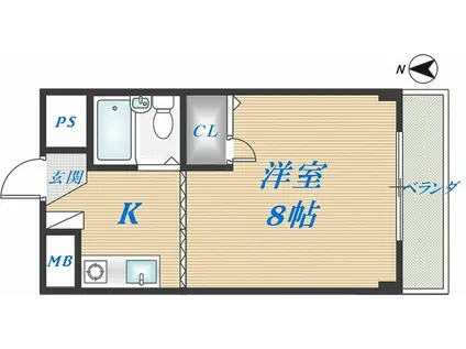 松川レディースマンション2(1K/2階)の間取り写真