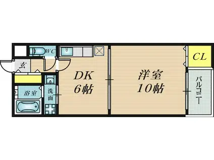 新深江ツリガミビルパート2(1DK/1階)の間取り写真