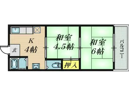 西田マンション(2K/3階)の間取り写真