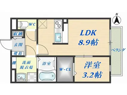 グレイス奥林A(1LDK/1階)の間取り写真