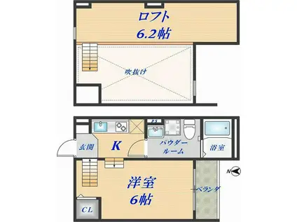 LAZWARD HIGASHI OSAKA(ワンルーム/2階)の間取り写真