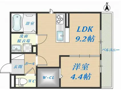 ええいろ(1LDK/2階)の間取り写真