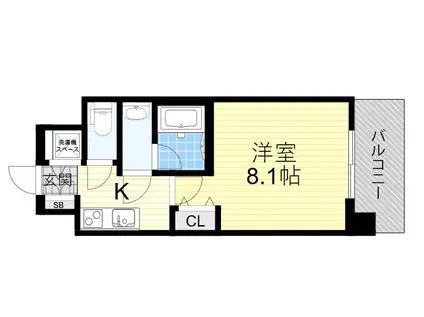スプランディッド高井田(1K/9階)の間取り写真