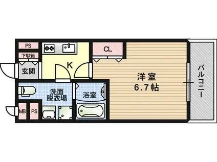 レジュールアッシュ塚本(1K/8階)の間取り写真