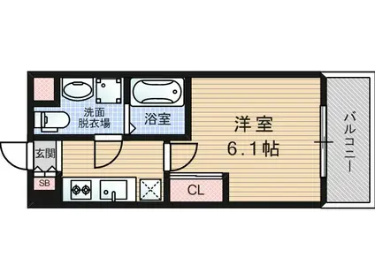 レジュールアッシュ塚本(1K/9階)の間取り写真