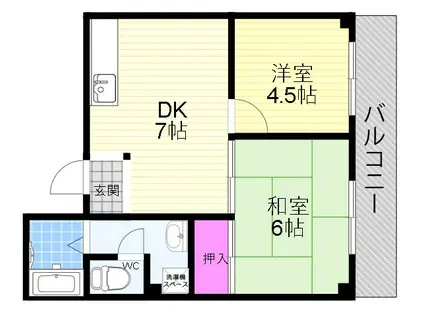 中村マンション(2DK/4階)の間取り写真