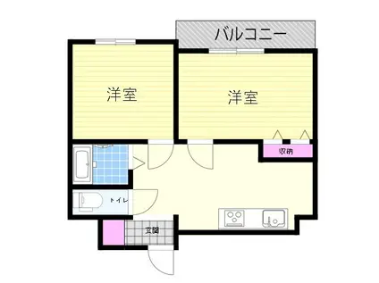 勝栄マンションパート3(2DK/4階)の間取り写真